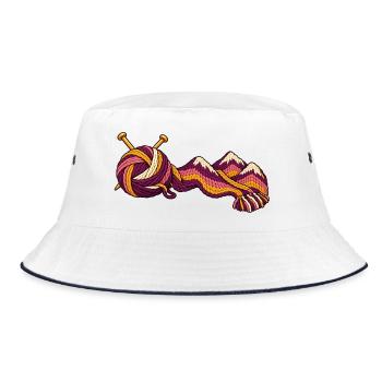 Garn wird zum Bergschal - Bucket Hat - Weiß/Navy - Vorne