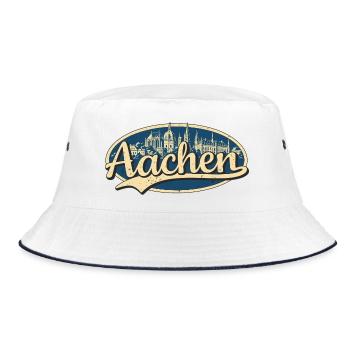 Aachen Vintage Stadtmotiv - Bucket Hat - Weiß/Navy - Vorne