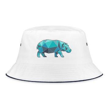 Poly Stil Nilpferd - Bucket Hat - Weiß/Navy - Vorne