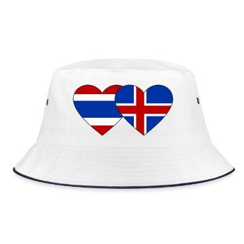 Thailand Island Flagge Herzform - Bucket Hat - Weiß/Navy - Vorne