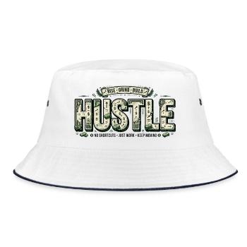 Hustle-Banknoten-Mosaik - Bucket Hat - Weiß/Navy - Vorne