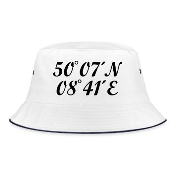 Frankfurter Koordinaten Frankfurt am Main - Bucket Hat - Weiß/Navy - Vorne