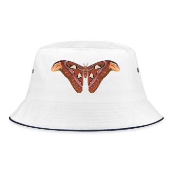 Schmetterlinge: Der Atlasspinner - Bucket Hat - white/navy - Front