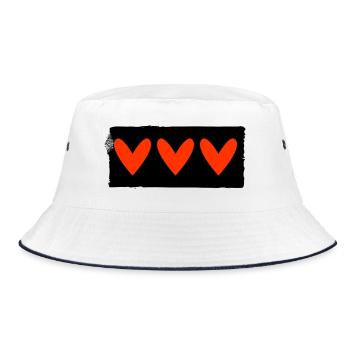 HEART. HEARTS. VALENTINE'S DAY. LOVE. LOVE. COUPLE. - Bucket Hat - white/navy - Front