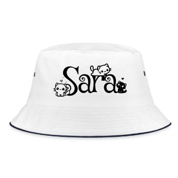 Sara Name First Name Kitten Name - Bucket Hat - white/navy - Front