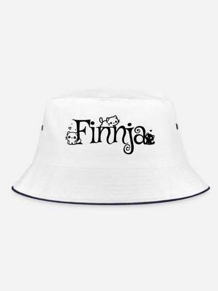 Finnja Name Vorname Kätzchenname - Bucket Hat - Weiß/Navy - Vorne
