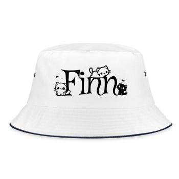 Finn Name First Name Kitten Name - Bucket Hat - white/navy - Front
