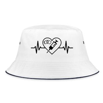 Pfleger Krankenschwester Herz - Bucket Hat - Weiß/Navy - Vorne