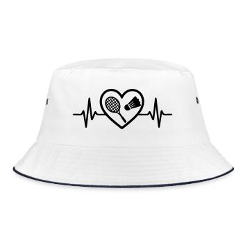 Badminton Schlaeger Federball Herz - Bucket Hat - Weiß/Navy - Vorne