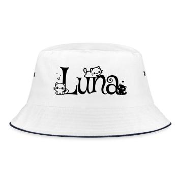 Luna Name First Name Kitten Name - Bucket Hat - white/navy - Front