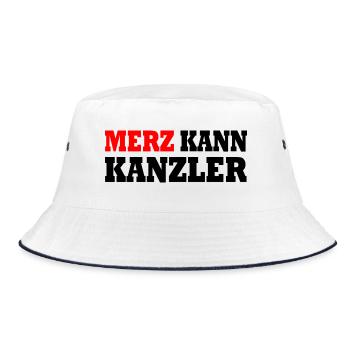 Merz kann kanzler - Bucket Hat - Weiß/Navy - Vorne