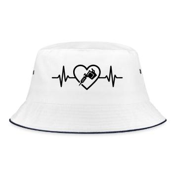 Tattoo Artist Tattoo Machine Heart - Bucket Hat - white/navy - Front