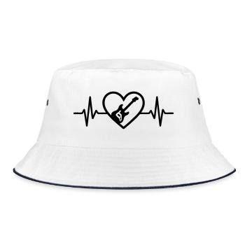 Herz E-Gitarre Musik Rock - Bucket Hat - Weiß/Navy - Vorne