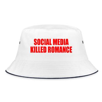 social media killed romance - Bucket Hat - Weiß/Navy - Vorne