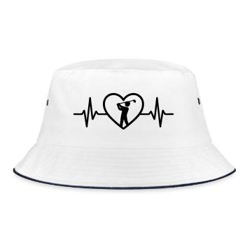 Golf Herz fuer den Abschlag - Bucket Hat - Weiß/Navy - Vorne