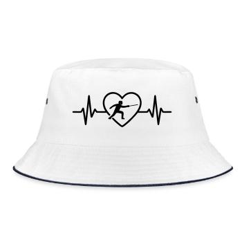 Fechten Herz - Bucket Hat - Weiß/Navy - Vorne