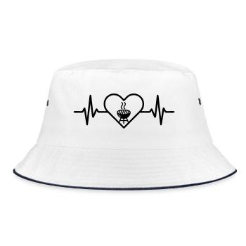 Heart Grill Barbecue Meat - Bucket Hat - white/navy - Front