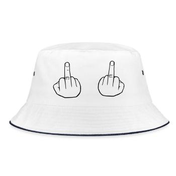 Mittelfinger, doppelter Stinkefinger - Bucket Hat - Weiß/Navy - Vorne