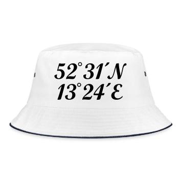 Berliner Koordinaten Berlin - Bucket Hat - Weiß/Navy - Vorne