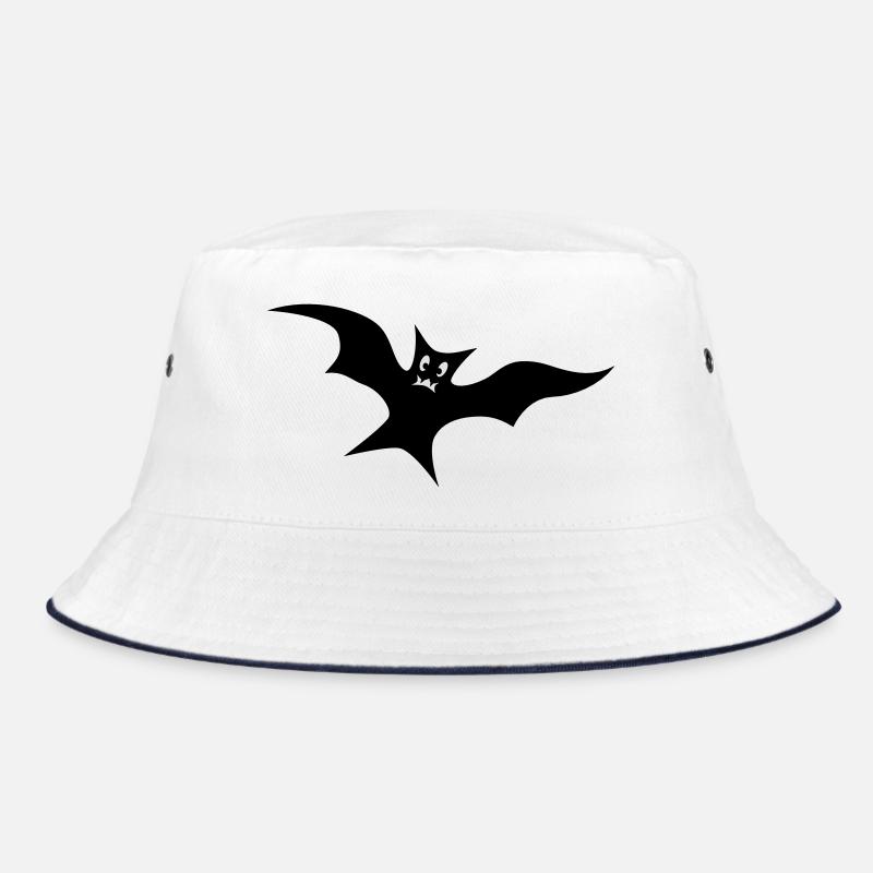 Fledermaus - Bucket Hat - Weiß/Navy