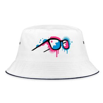 3D glasses in graffiti style - Bucket Hat - white/navy - Front