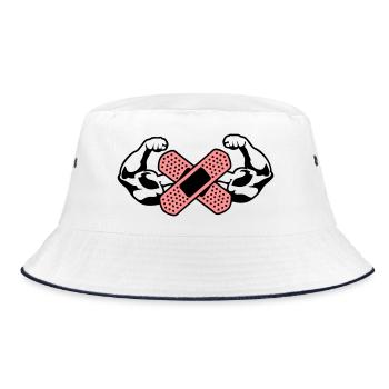 muscle arm bandage 1 - Bucket Hat - white/navy - Front