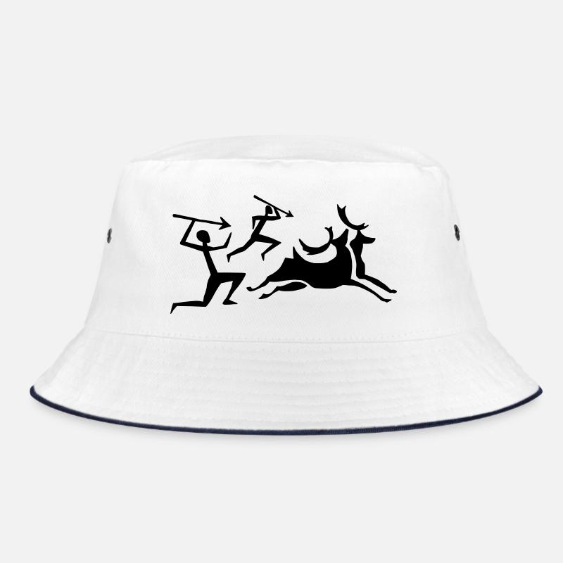 Höhlenmalerei Jäger - Bucket Hat - Weiß/Navy
