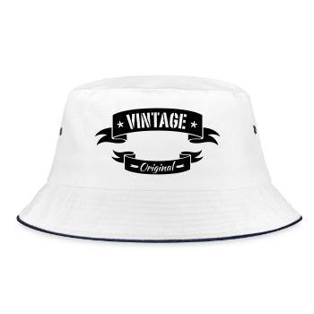 vintage - Bucket Hat - Weiß/Navy - Vorne