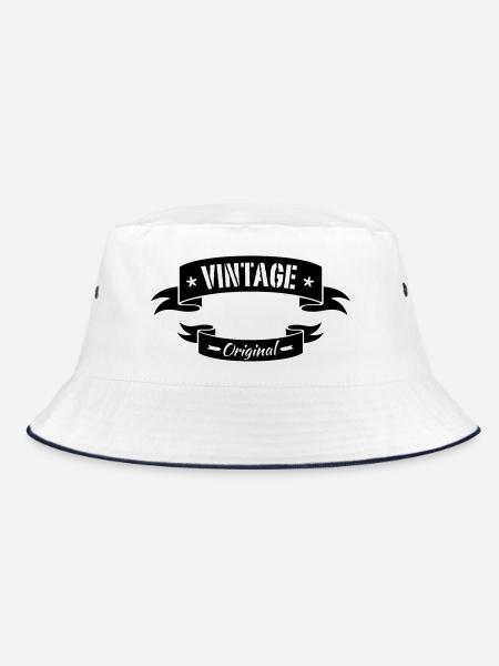 vintage - Bucket Hat - Weiß/Navy