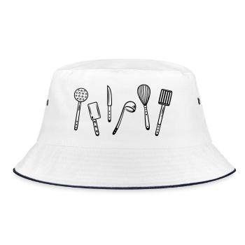 Kitchen utensils for cooking. - Bucket Hat - white/navy - Front