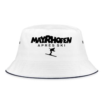 Mayrhofen Après-Ski Skifahrer - Bucket Hat - Weiß/Navy - Vorne