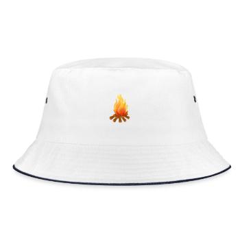 Campfire Flame Illustration T-Shirt - Bucket Hat - white/navy - Front