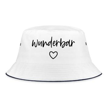 wunderbar Herz - Bucket Hat - Weiß/Navy - Vorne