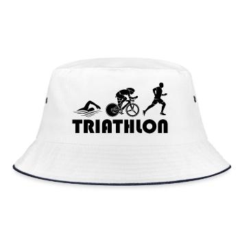 Triathlon Laufen Schwimmen Fahrrad Symbol icon - Bucket Hat - Weiß/Navy - Vorne