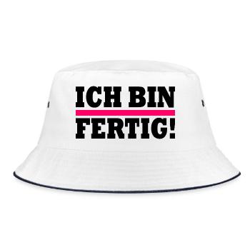 Ich bin fertig - Bucket Hat - Weiß/Navy - Vorne