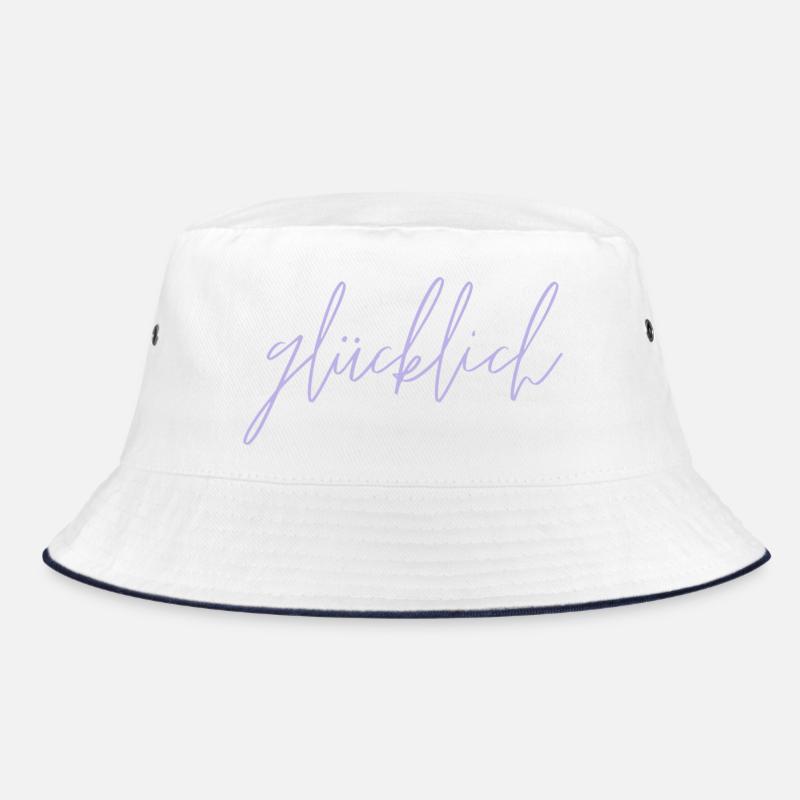 glücklich lila - Bucket Hat - Weiß/Navy
