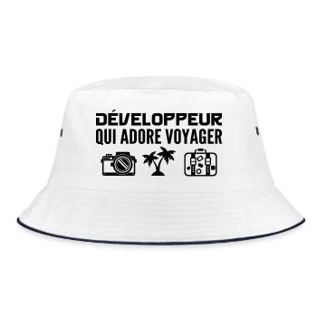 Travelers & Developers: Passion & Discovery - Bucket Hat - white/navy - Front