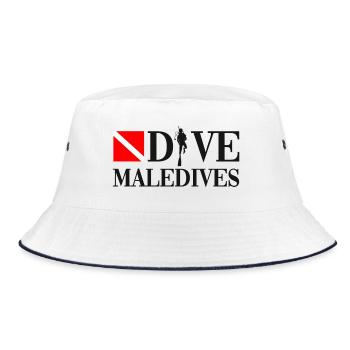 Dive - Maledives - Diver - Taucher - tauchen Scuba - Bucket Hat - Weiß/Navy - Vorne