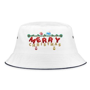 Merry Christmas Baloon look - Bucket Hat - Weiß/Navy - Vorne