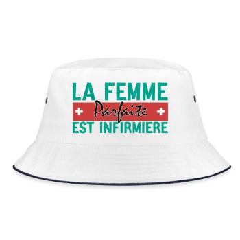 Die perfekte Frau ist Krankenschwester - Bucket Hat - Weiß/Navy - Vorne