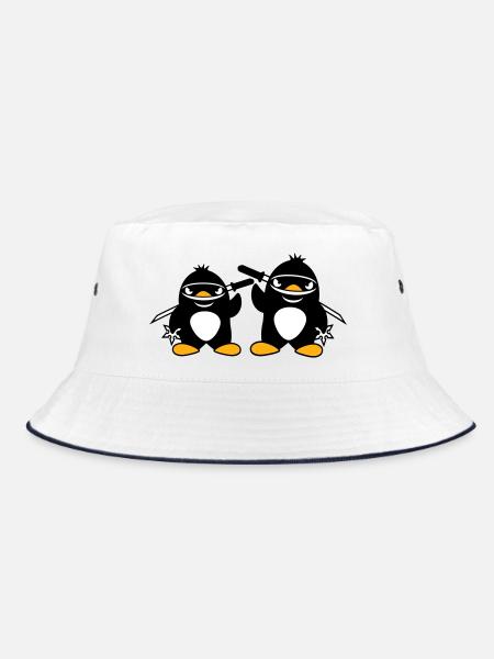 2 pingouins ninja samouraï japonais katana duo - Bob - blanc/marine - Devant