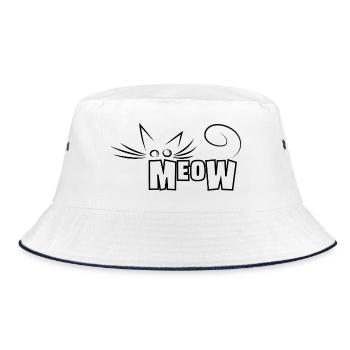 Meow! - Elegant Cat Outline - Bucket Hat - white/navy - Front