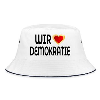 WIR LIEBEN DEMOKRATIE - Bucket Hat - Weiß/Navy - Vorne