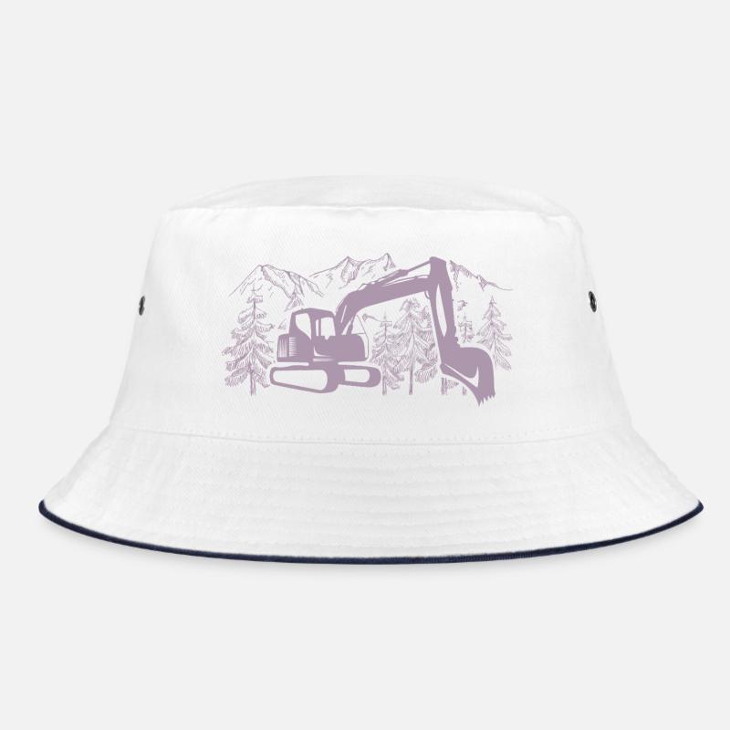 Excavator Silhouette Construction Equipment Operator Work Bucket Hat