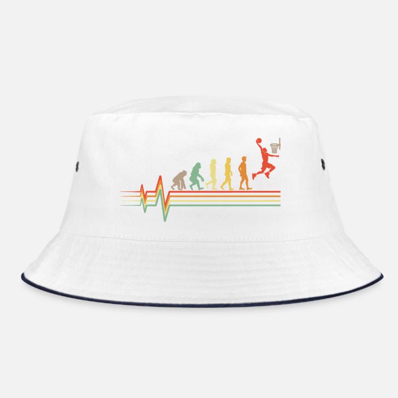 Basketball Evolution Retro EKG Herzschlag Geschenk Bucket Hat