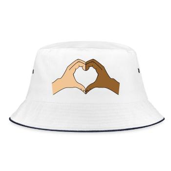 Coloured heart hand motif - customisable - Bucket Hat - white/navy - Front