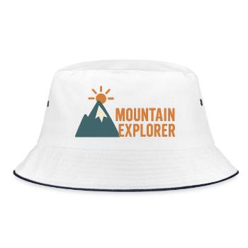 Abenteuerlicher Bergsteiger Motiv - Bucket Hat - Weiß/Navy - Vorne