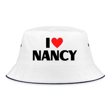 I love Nancy Red Heart Love Fan Gift - Bucket Hat - white/navy - Front