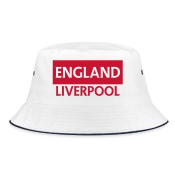 England's Lira Currency Symbol in Red and Black - Bucket Hat - white/navy - Front