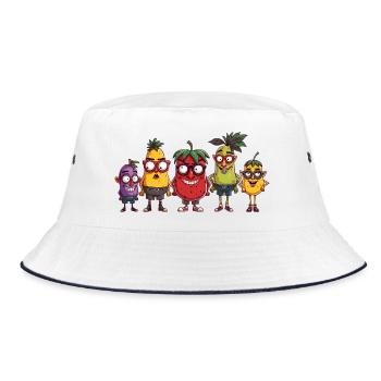 Obst - Bucket Hat - Weiß/Navy - Vorne
